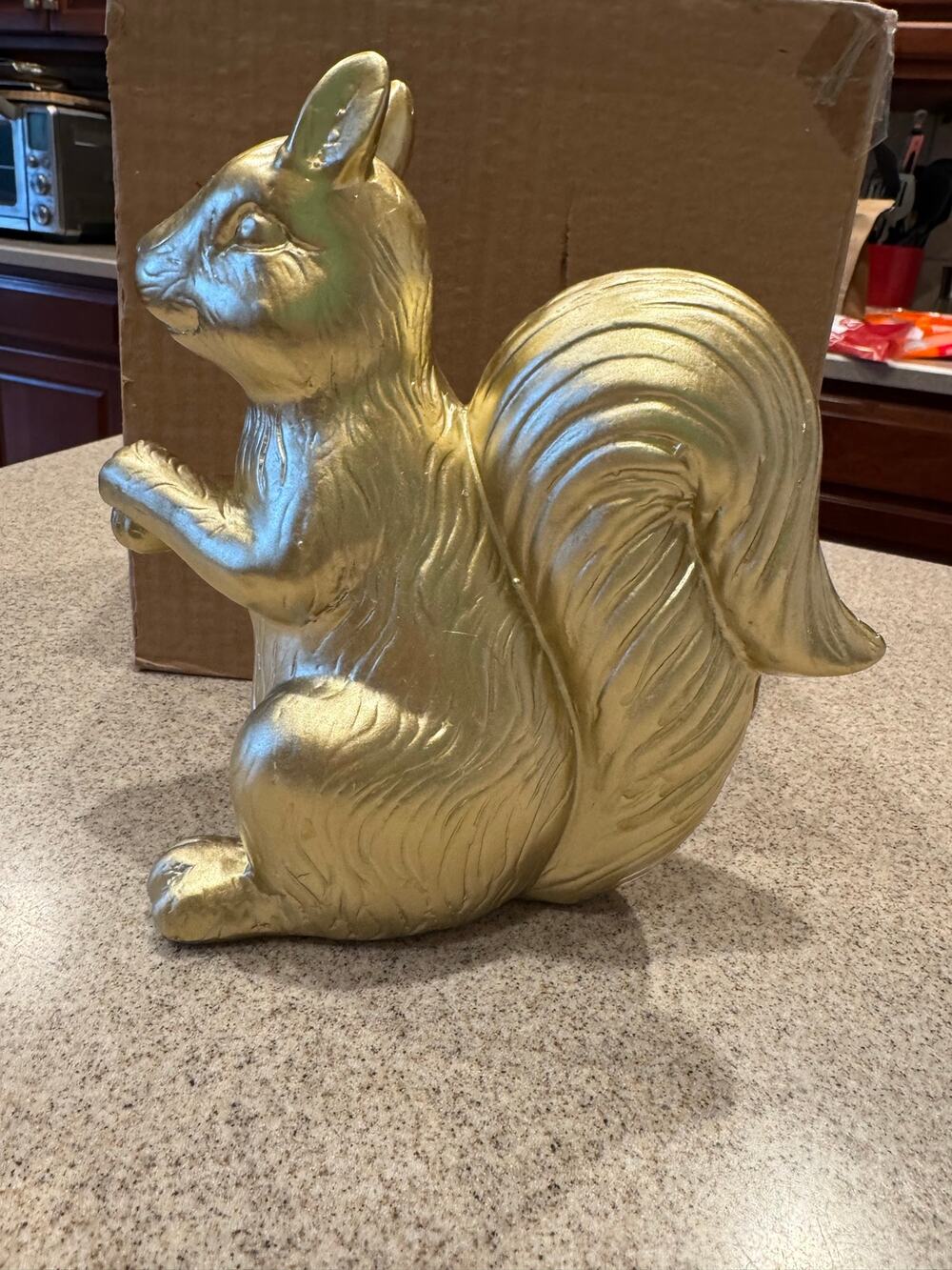 Macy's Ceramic Gold Squirrel Spring Fall Decor Figurine 9" High